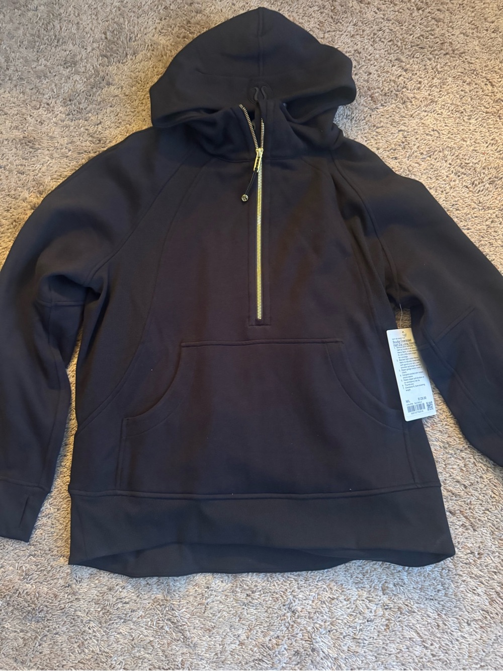 Lululemon Scuba oversized 1/2 zip hoodie sweatshirt | black | gold zipper M/L - Picture 2 of 5